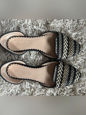 Woven D’Orsay flats, neutral tones, sz 6